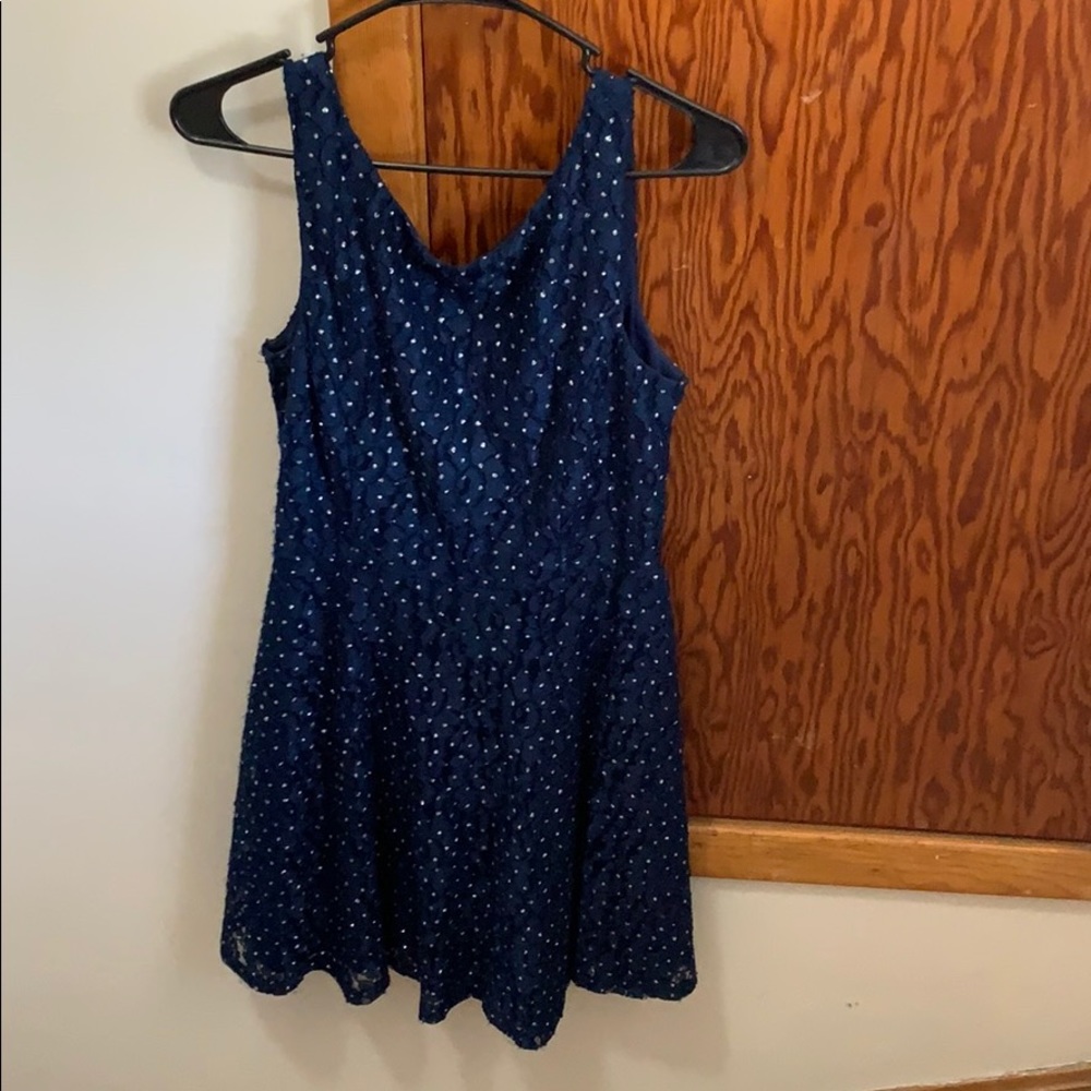 Navy blue dress with silver sparkles
